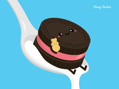 Peeps Oreo cute easter food illustration milk vector