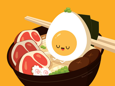 Ramen cute delicious food illustration japanese food ramen vector