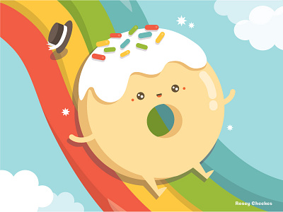 Mr Donut Celebrating National Donut Day animal cute food happy illustration rainbow vector