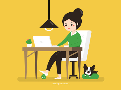 Office Space character color cute design dog illustration primary vector yellow