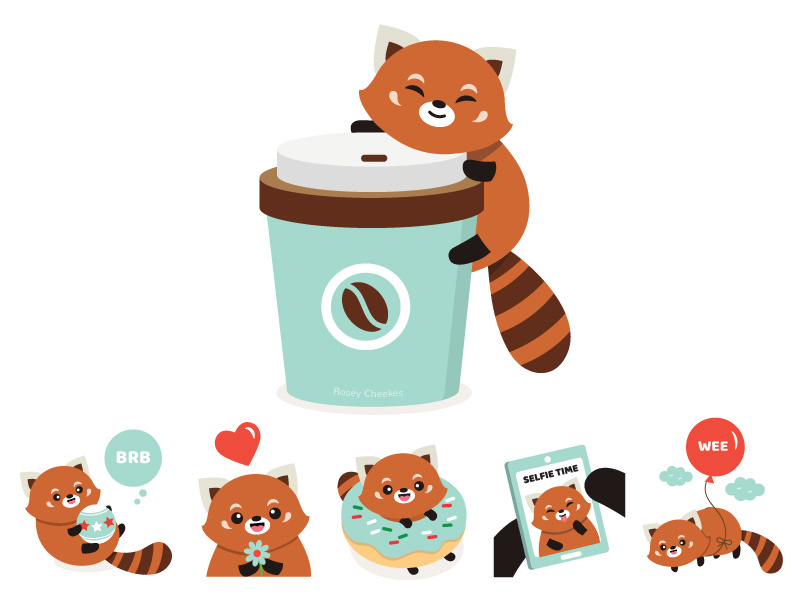 Red Panda Stickers by Rosey Cheekes on Dribbble