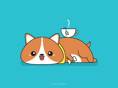 Break Time british character design cute dog food illustration vector
