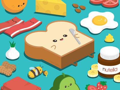 What do you like on your toast? character food happy illustration vector