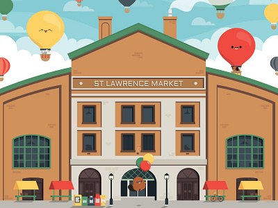 St Lawrence Market architechture balloon character cute illustration vector