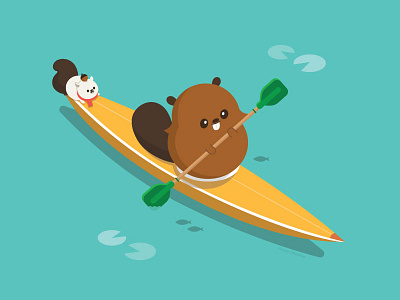 Summer Beaver animal canada character character design cute happy illustration vector