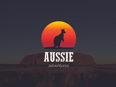 AUSSIE adventure adventures affinity affinitydesigner aussie australia dailylogochallenge design kangaroo kangaroo logo kangoo logo shadow sun sunny sunset vector