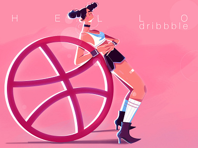 Hello dribbble 2d character design first shot flatdesign hello dribble illustration invitation invite