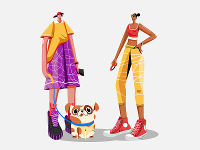 A happy family outing 🧑🐶👩 2d character 2d illustration 2d line branding characterdesign digital painting flatdesign illustration illustrator outing pets