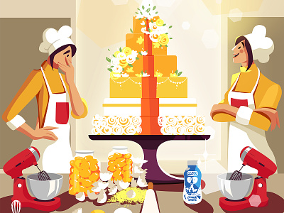 Yummy cake 🥮 2d character 2d illustration baking branding cake design egg flatdesign illustration illustrator