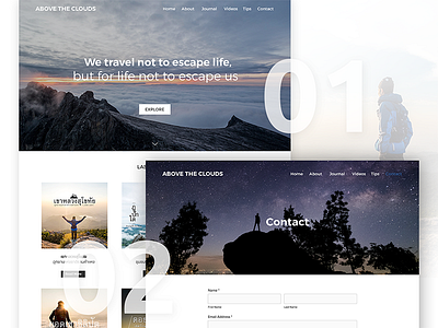 Above The Clouds blog clean clouds hike lading page mountain thailand travel trekking ui ux web design