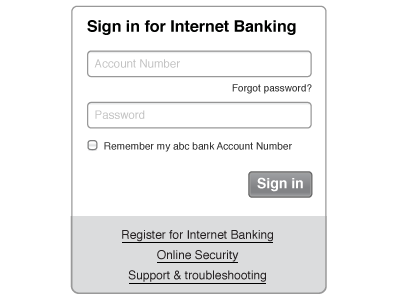 Internet Banking wireframe