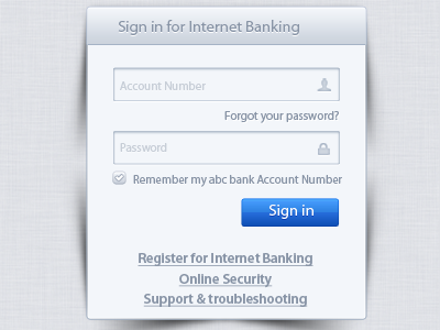Internet Banking High Visual Design bank internet banking login sign in wireframe