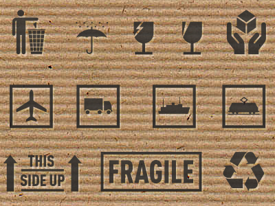 Package Icons 02 cardboard icon packaging recycle symbol texture