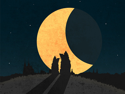 Dogs. adobe illustrator big moon brno dog illustration moon night vector