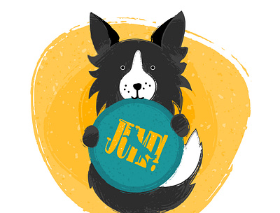 Dog. adobe illustrator animal border collie cute disk dog frisbee illustration pet vector vector illustration
