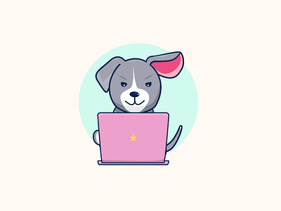 Dog Working animation app design design art illustration illustrator minimal ui web website