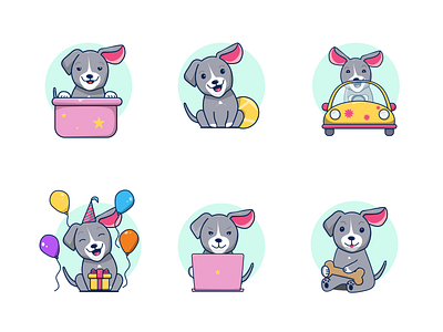 Dog Illustrations Pack animation app design design art designs dog illustration illustrator minimal ui