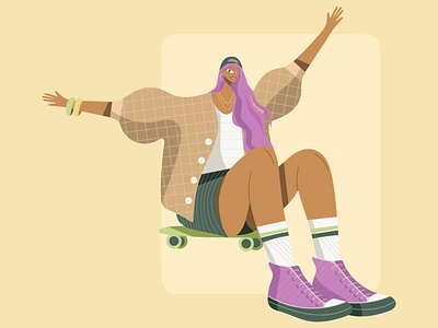 Skater Girl 2d artwork character design art editorial editorial illustration fashion fashion design fashion illustration flat illustration illustrator lady shoes skateboard skater vector woman woman illustration