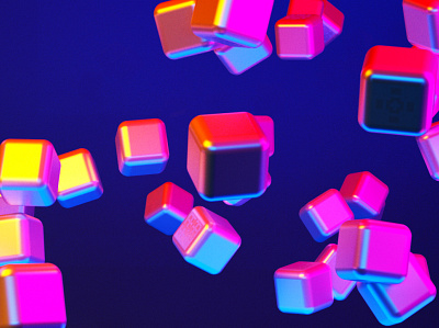 Scattered 3d c4d geometry illustration neon v ray