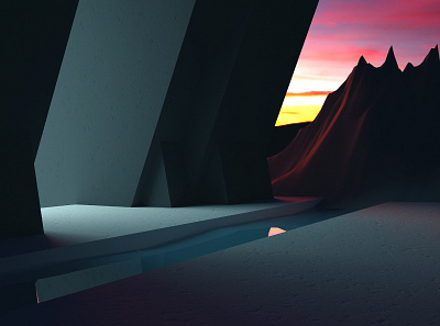 sunset 3d c4d illustration v ray