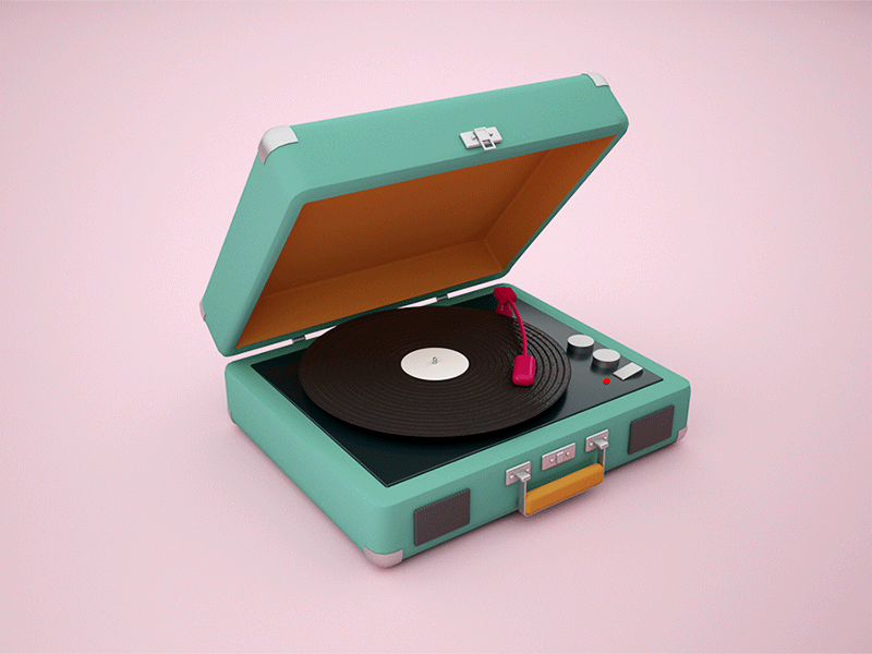 Vinyl Record Player 3d animation c4d illustration v ray