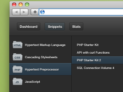 Snippets Online backend snippets ui user interface