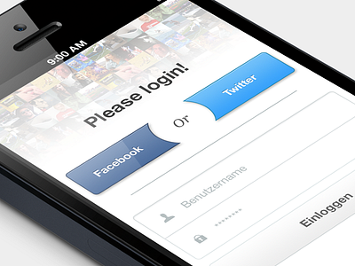 Login Redesign 3d facebook ios iphone iphone 5 login network psd redesign screen social template twitter