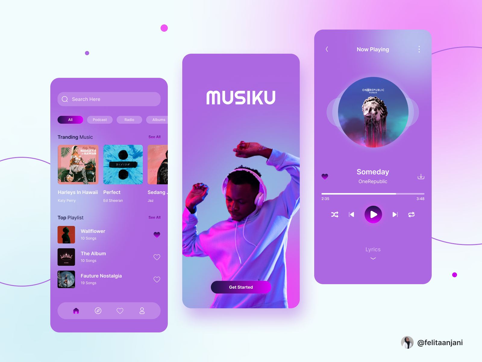 Musiku - Music Player App by Felita Anjani on Dribbble