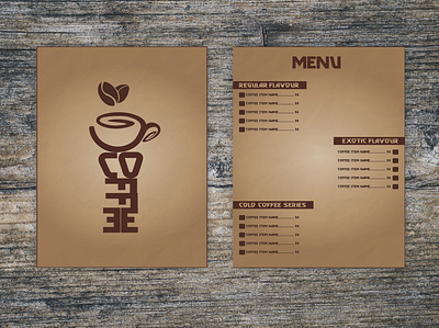 Coffee Shop Menu Card design graphic design illustration illustrator menu card menu card design menu card templest vector