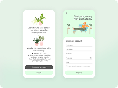 daily ui 01 - sign up dailyui design design challenge illustration mobile app mobile design plant app ui ui challenge user experience user interface ux ux designer