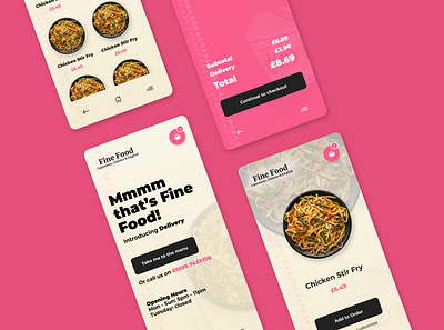 Fine Food app branding design flat minimal ui ux web website