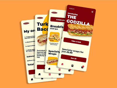 Sandwich Shop app branding design flat minimal sandwiches ui ux web website