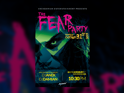 THE FEAR Party Flyer Template costume event flyer free halloween horror party template