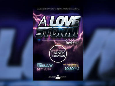 A LOVE STORM - Party Flyer Template download flyer love party psd rave storm sweet template