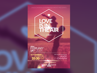 LOVE IS IN THE AIR - Party Flyer Template download flyer love party psd rave storm sweet template