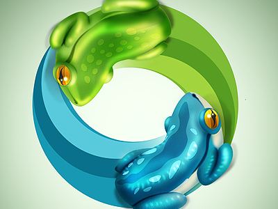 Who Goes On Top? frog icon illustration logo logotype realistic