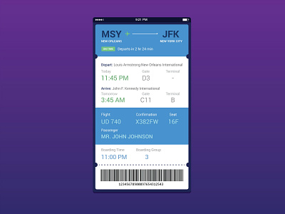 A UI A Day — Day #2: Flight Card flight google now gui itinerary plane ticket ticket travel traveling ui ux