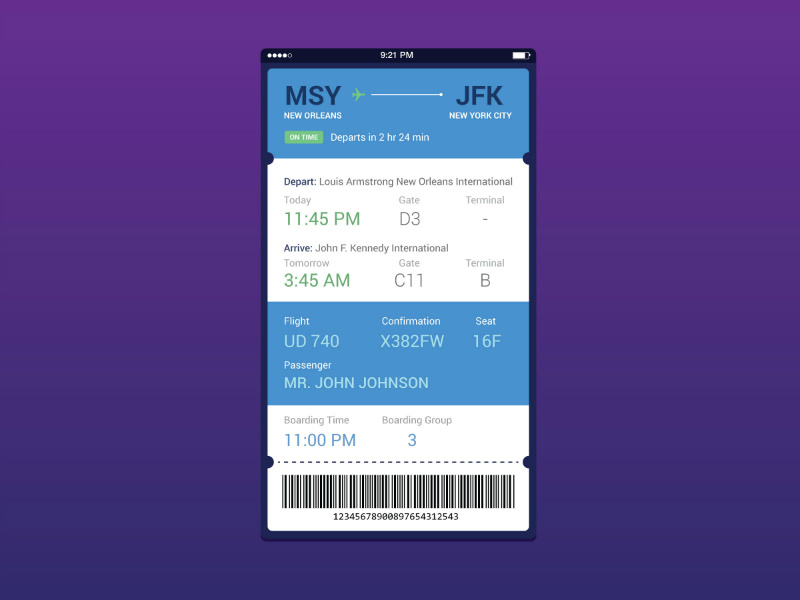 A UI A Day — Day #2: Flight Card by Alfie Robles on Dribbble