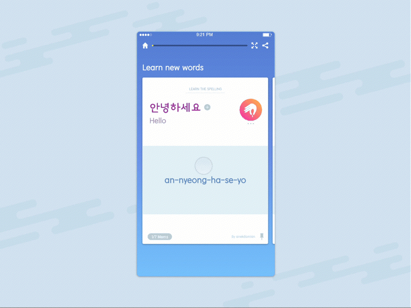 A UI A Day — Day #9: Memrise Rebound (Cont.) app elearning idioms korean languages learning memrise mobile space talktomeinkorean ui ux