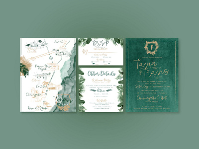 Tulum Wedding Suite design greenery illustration sketch tulum typography wedding invite wedding suite