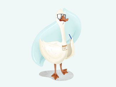 Goose Gabe (toothpaste) design glasses goose hand drawn illustration procreate texture toothbrush toothpaste