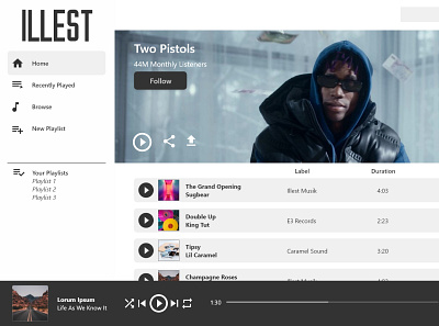 Illest Music Streaming App adobe xd app branding design logo ui ux