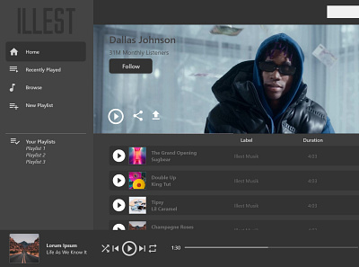 Illest Musik Streaming App - Dark Mode adobe xd app branding design illustration logo ui ux