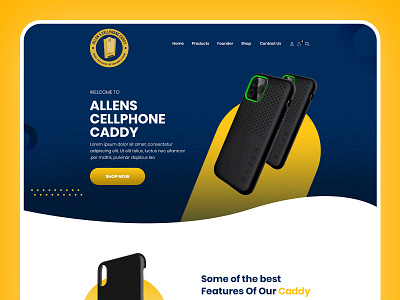 Cellphone Caddy 3d blue branding colors creative design ecommerce gradient illustration theme ui ux website yellow