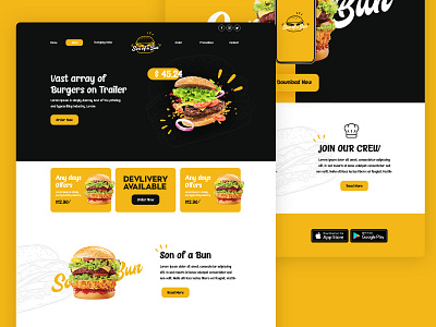 Bun Burger Fast Food Website app branding design fast food ui ux web