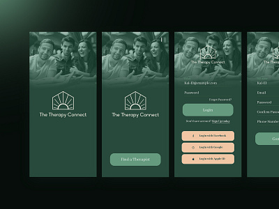 Therapy App UI app branding creative design graphic design green tharepy typography ui ux