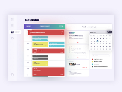 Calendar college course ui ux webdesign