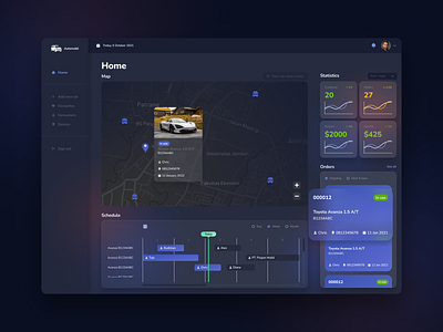 Car Rent Admin Dashboard admin admindashboard car carrent darkmode glassmorphism rentapp schedule vehicle