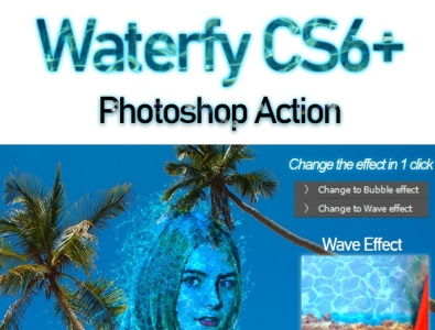 Waterfy Photoshop Action action beach blue bubbles cinematic colorful dance drops element green jumping lake ocean portrait splash tropical water watery wave