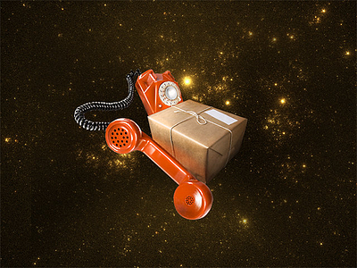 ILLUSTRATION: Contacts box contact contacts fly illustration phone red space stars
